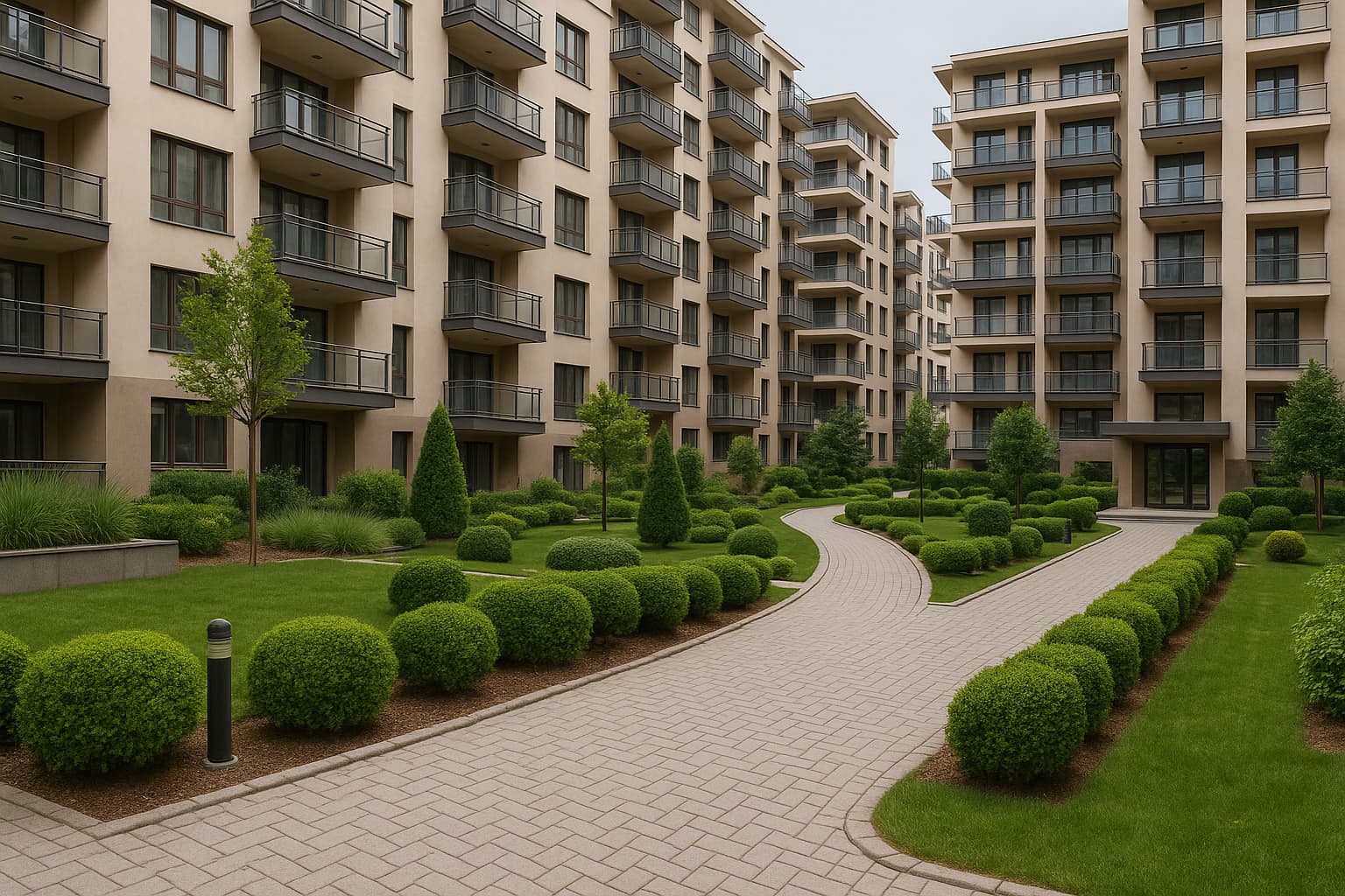 Geniş site avlusu ve peyzaj